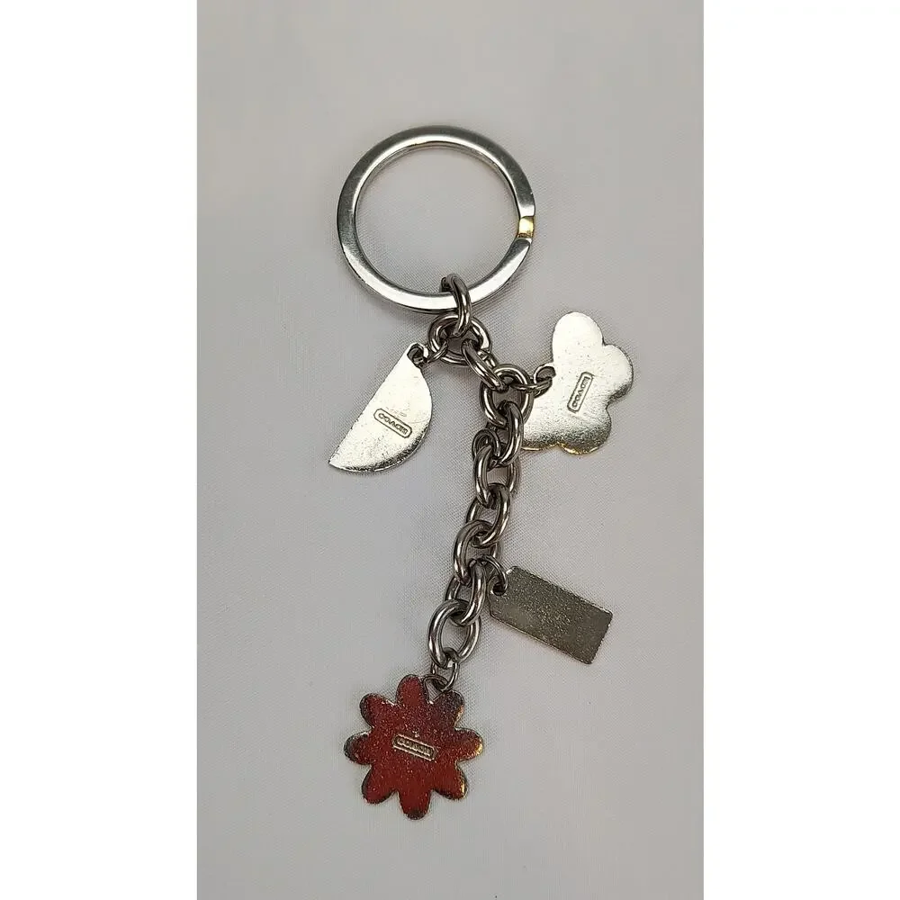 Coach Daisy Butterfly Watermelon Purse Tag Chain Keychain Ring